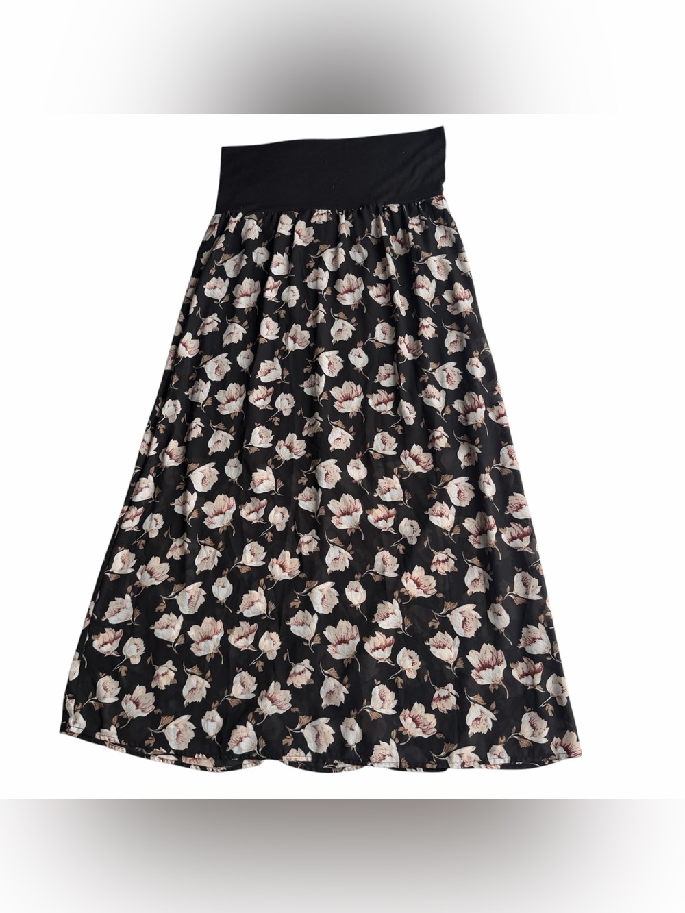 Women's Black Floral Maxi Skirt